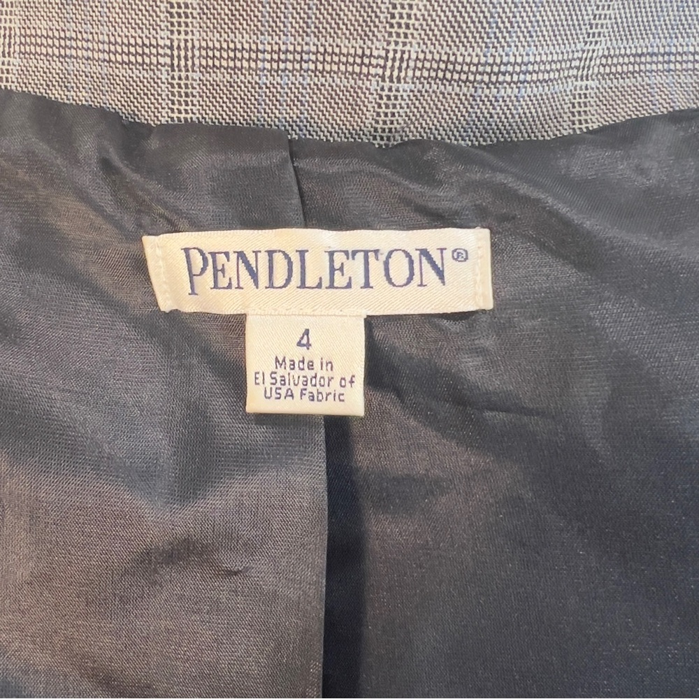 Pendleton Gray Plaid Tailored Single-Button Virgi… - image 2